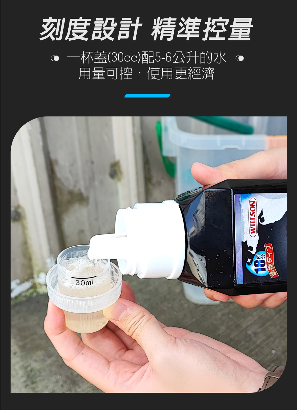 日本Willson 濃縮高泡中性洗車精_刻度設計精準控量